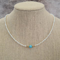 Country Girl natural pearl and genuine turquoise choker.