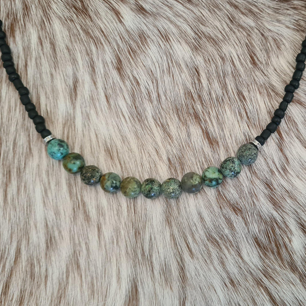 Ride Away African Turquoise beaded necklace.