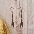 American West beaded feather drop earrings.