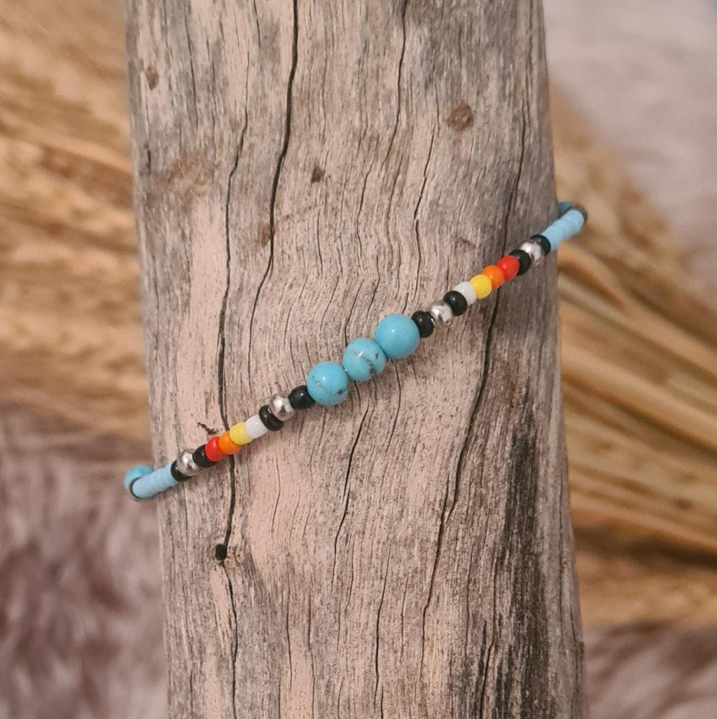 Sky Song southwest beaded bracelet with genuine turquoise.