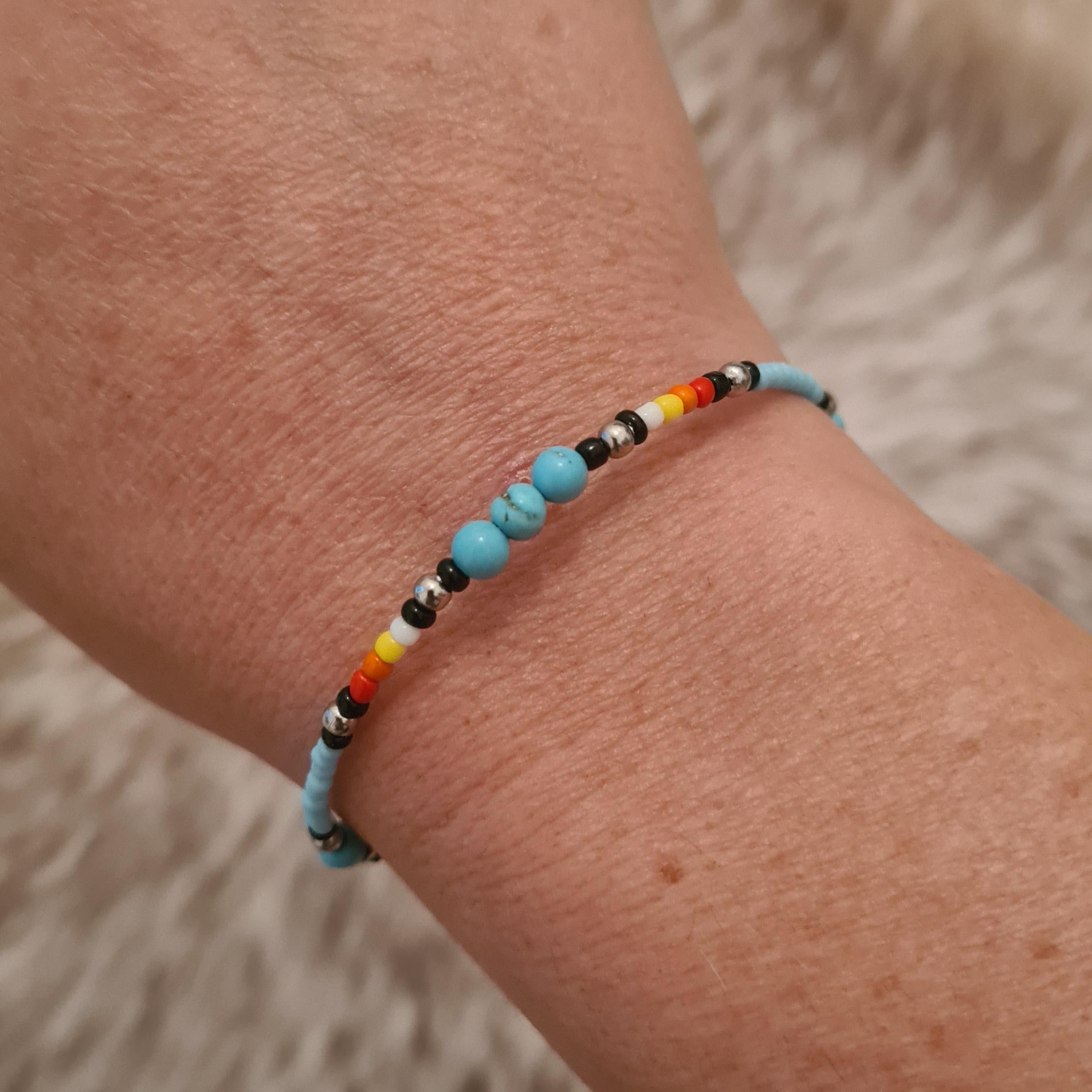 Sky Song southwest beaded bracelet with genuine turquoise.