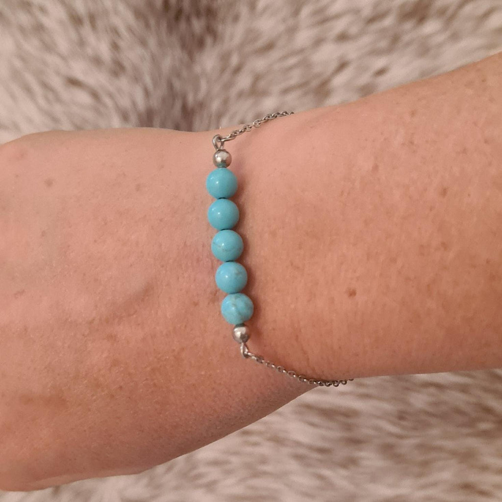 Out of the Blue genuine turquoise bead bar bracelet.