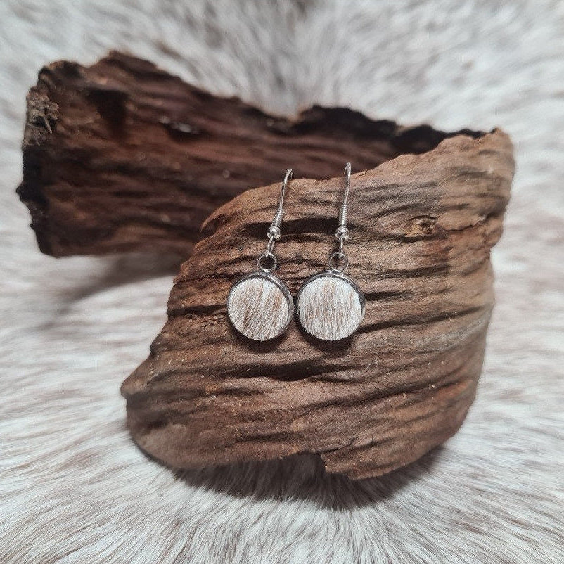 Riding for a Fall genuine cowhide short dangle earrings.