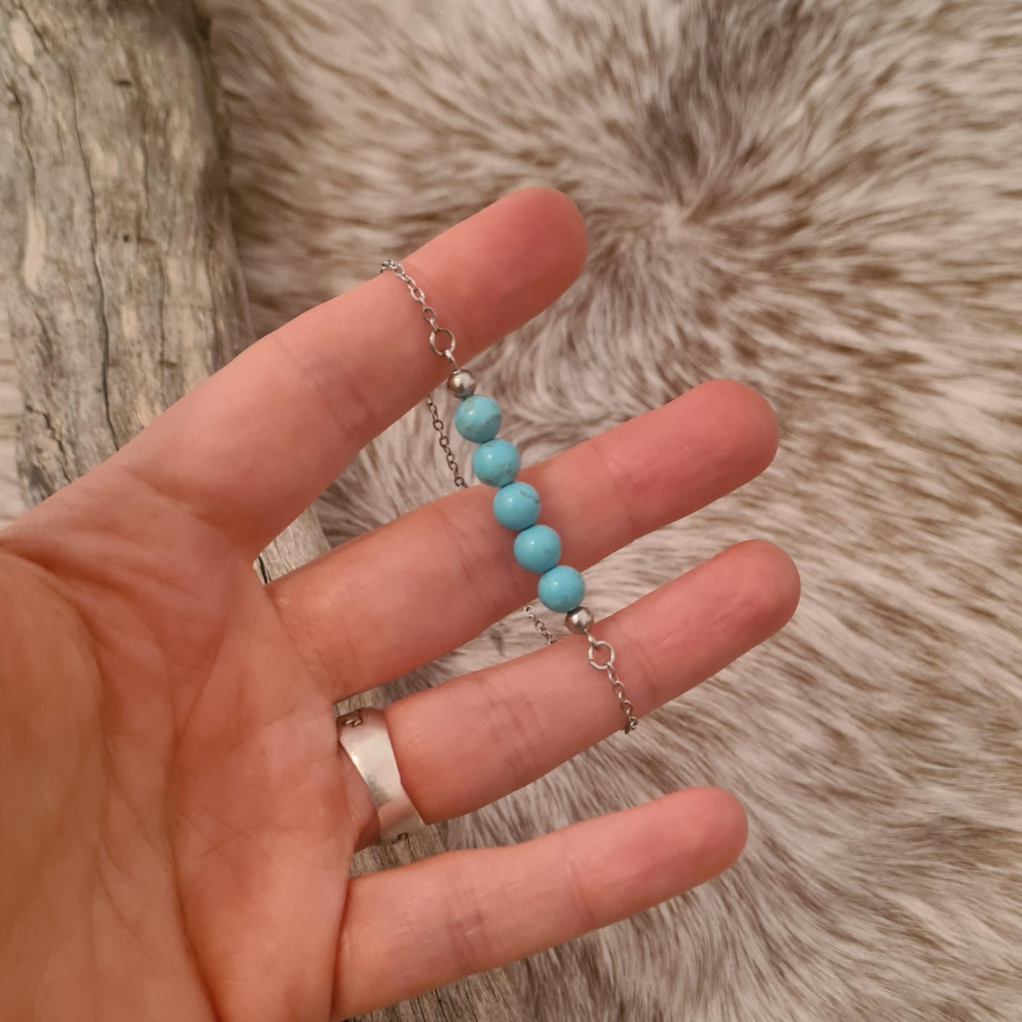 Out of the Blue genuine turquoise bead bar bracelet.