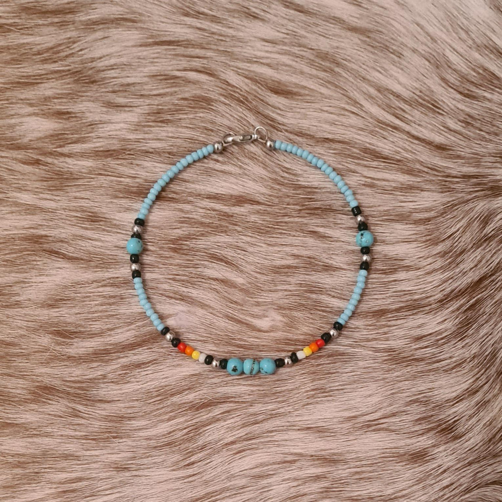Sky Song southwest beaded bracelet with genuine turquoise.