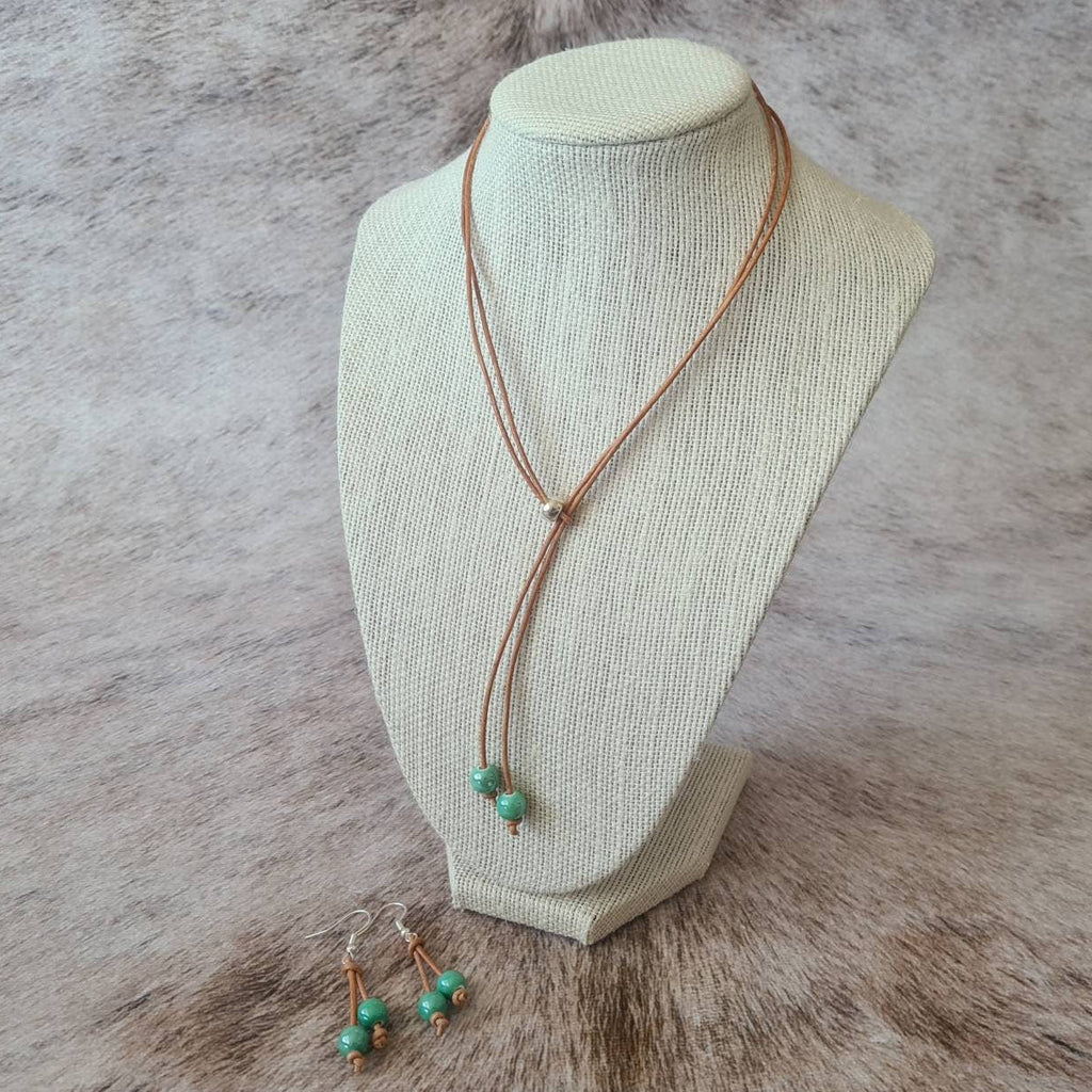 Spring Roundup leather knotted jewelry set.