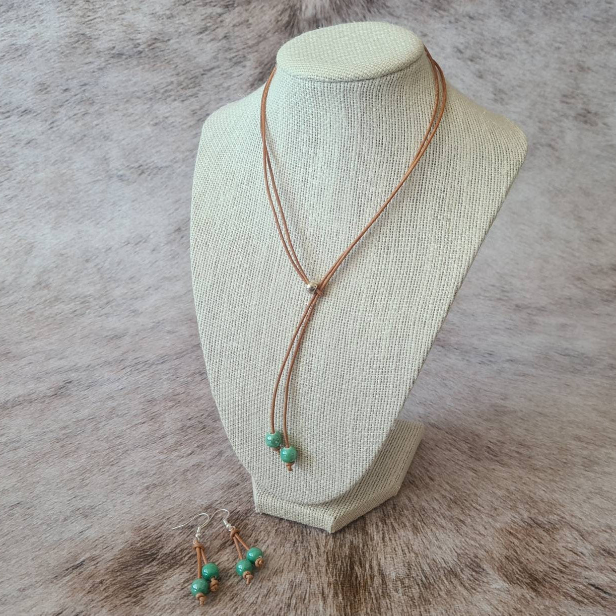 Spring Roundup leather knotted jewelry set.