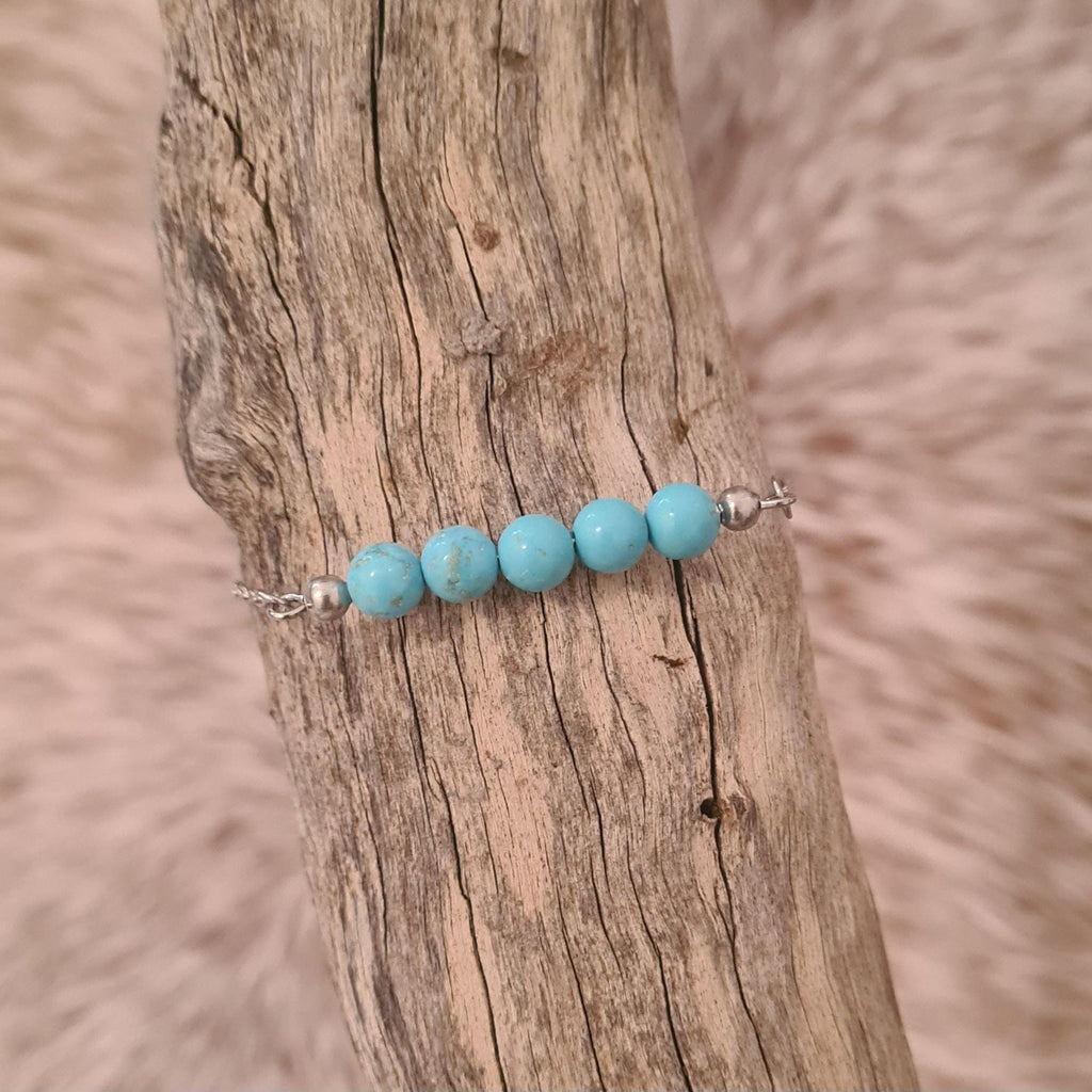 Out of the Blue genuine turquoise bead bar bracelet.