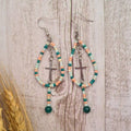 Sonora southwest beaded teardrop earrings with cross dangles.