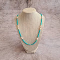Cowgirl Pearl glass beaded necklace with natural freshwater pearls and genuine turquoise.