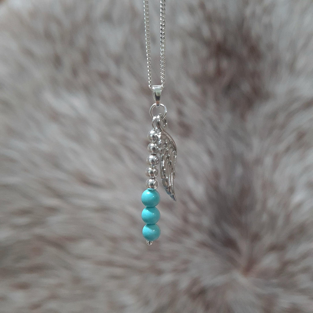 More Than Angels sterling silver and genuine turquoise Angelman Syndrome Awareness necklace.
