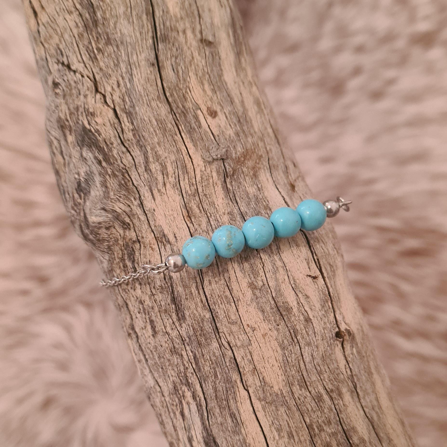 Out of the Blue genuine turquoise bead bar bracelet.