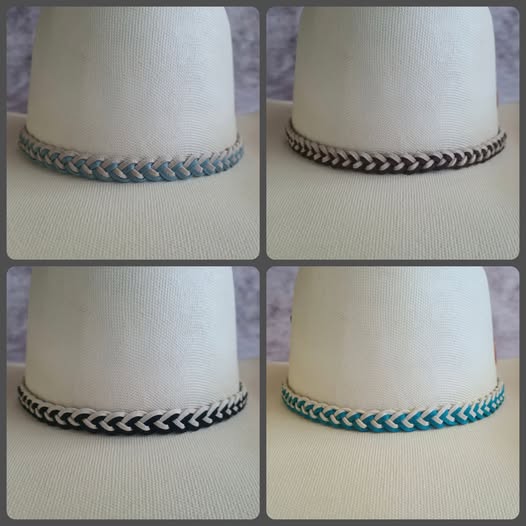 Shoot Out two-tone plaited hat bands.